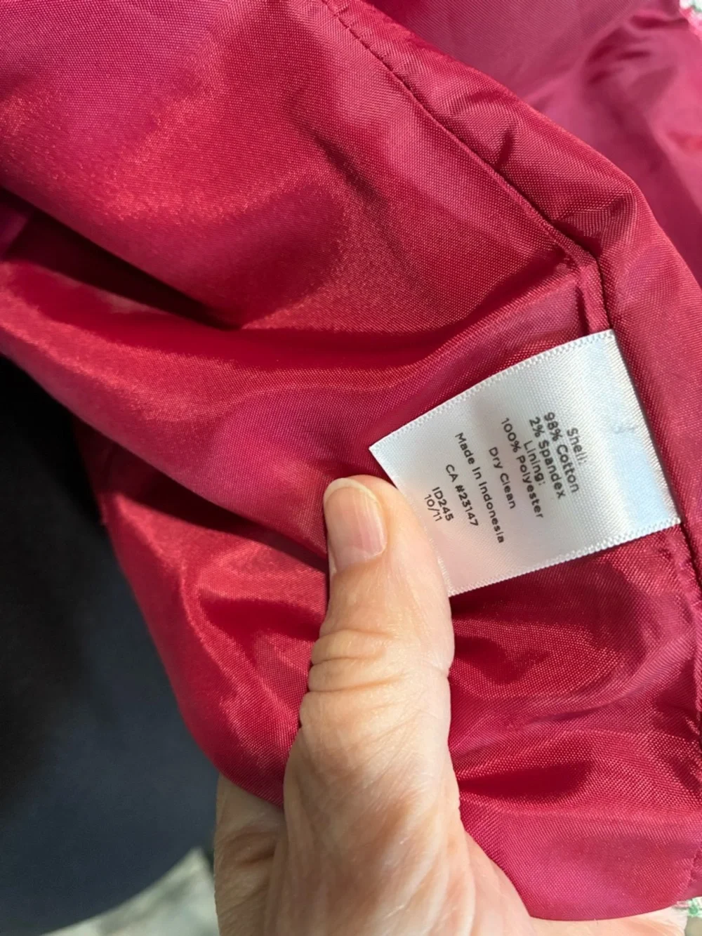 Talbots Floral Pink and Green Cotton Blazer - Picture 8 of 10